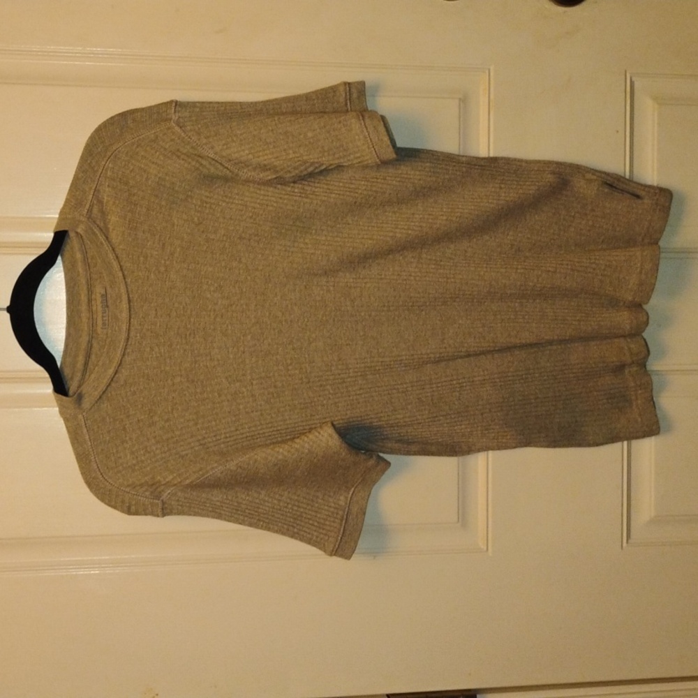 Men's Casual Gray Short Sleeve Ribbed Top Sz Xl